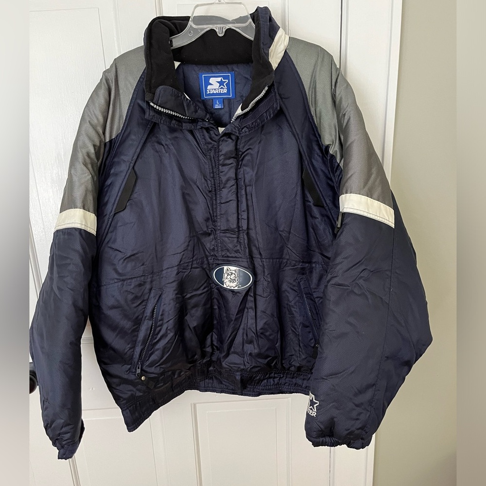 Vintage 1990s Starter UCONN Huskies NCAA Winter Jacket Lined Coat Size Men Large